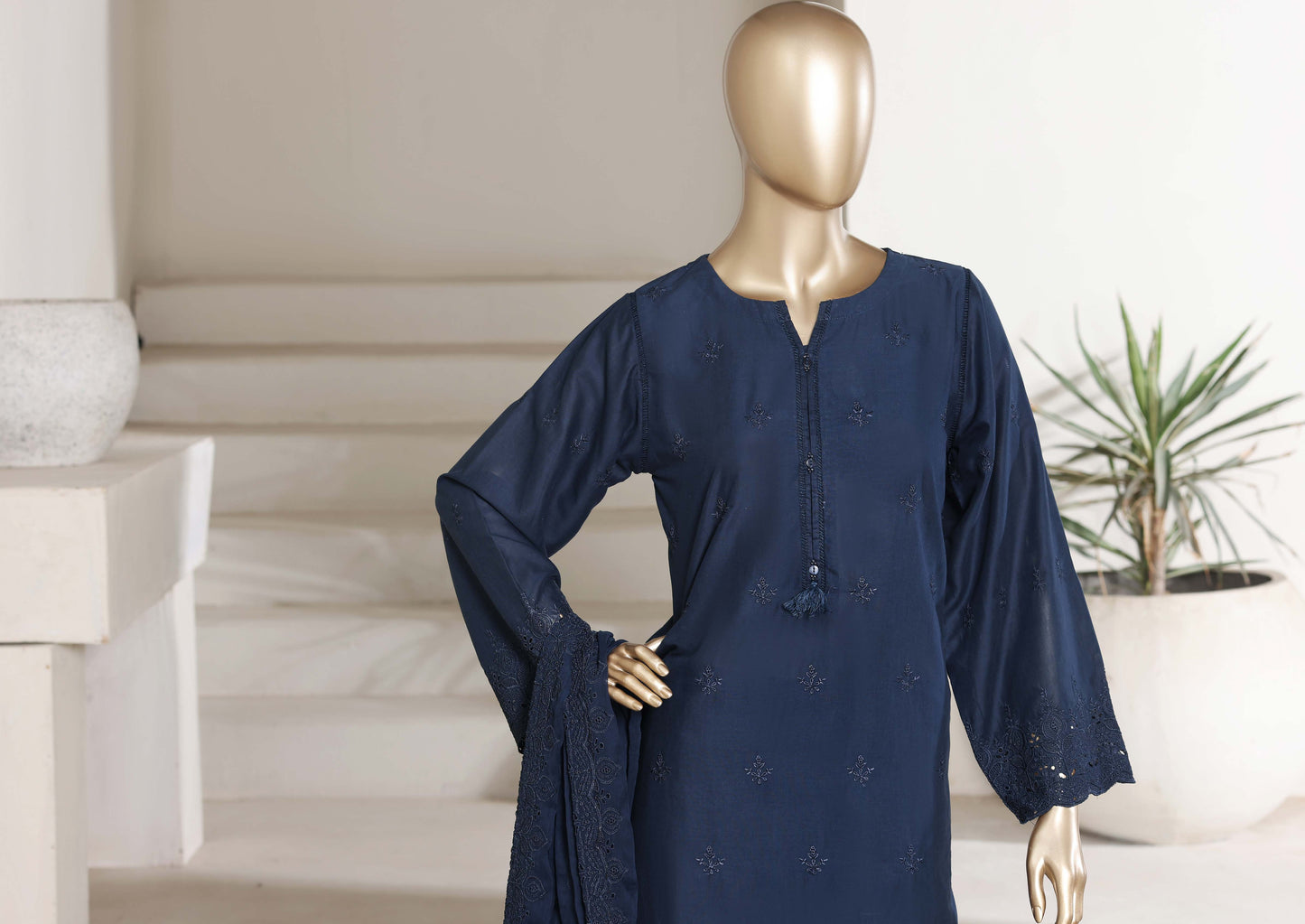 Sadabahar 3D Laser Work Chikankari Stitched 3 Piece Suit Festive Collection