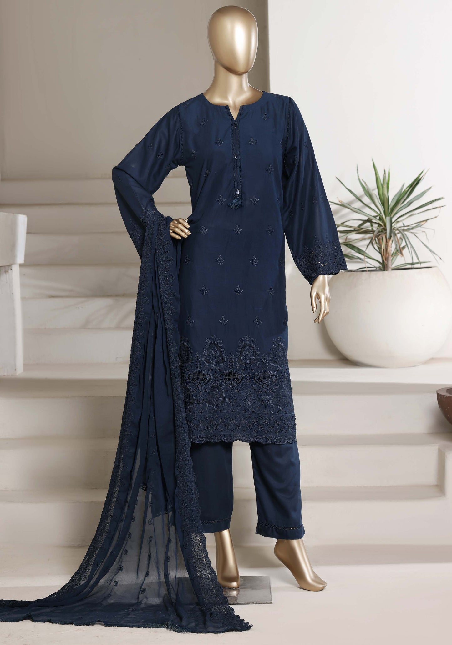 Sadabahar 3D Laser Work Chikankari Stitched 3 Piece Suit Festive Collection