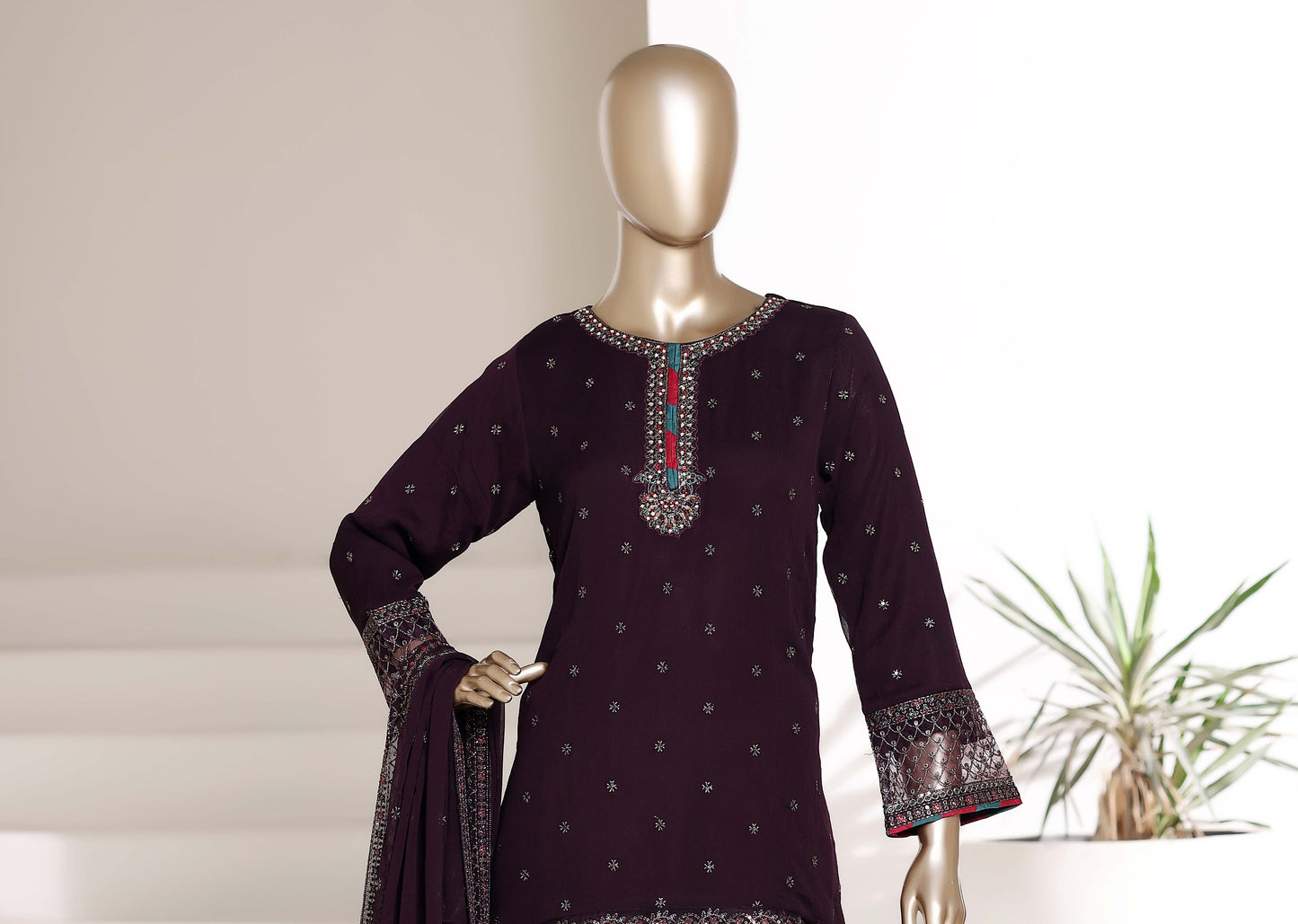 Afsanay by Sadabahar Embroidered Chiffon Stitched 3 Piece Suit