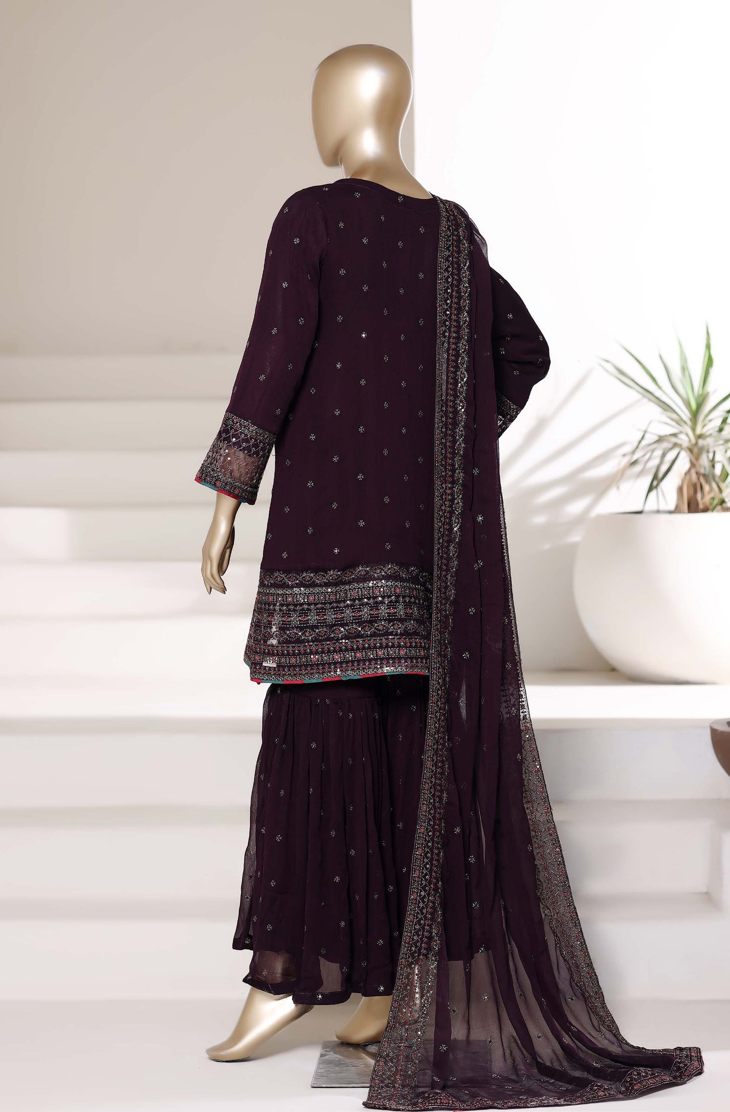 Afsanay by Sadabahar Embroidered Chiffon Stitched 3 Piece Suit
