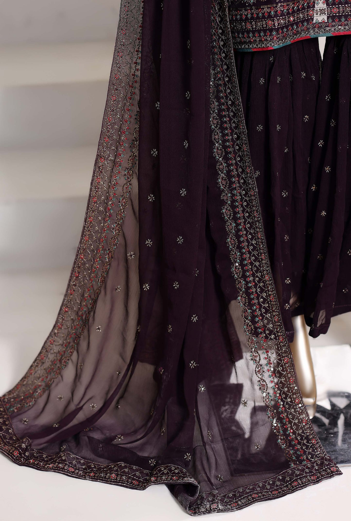Afsanay by Sadabahar Embroidered Chiffon Stitched 3 Piece Suit