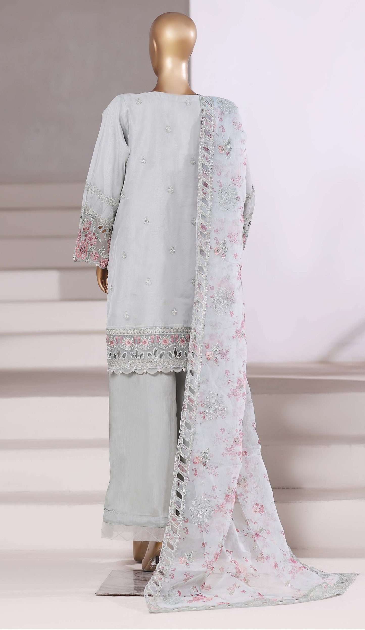 Sadabahar Organza 3-Piece Festive Formal Suit - Luxury Embroidered Elegance