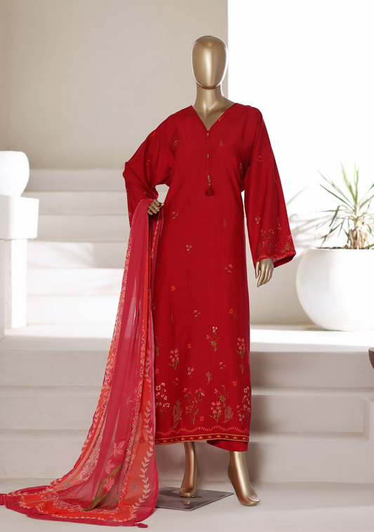 Crimson Red Kaftan 3-Piece Suit - Sadabahar Coll'26