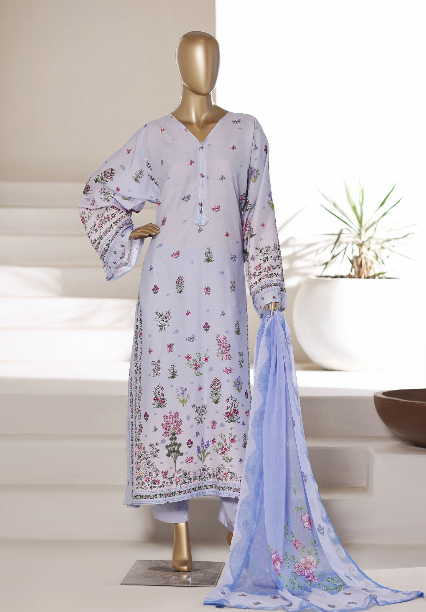 Light Blue Kaftan 3-Piece Suit - Sadabahar Coll'26