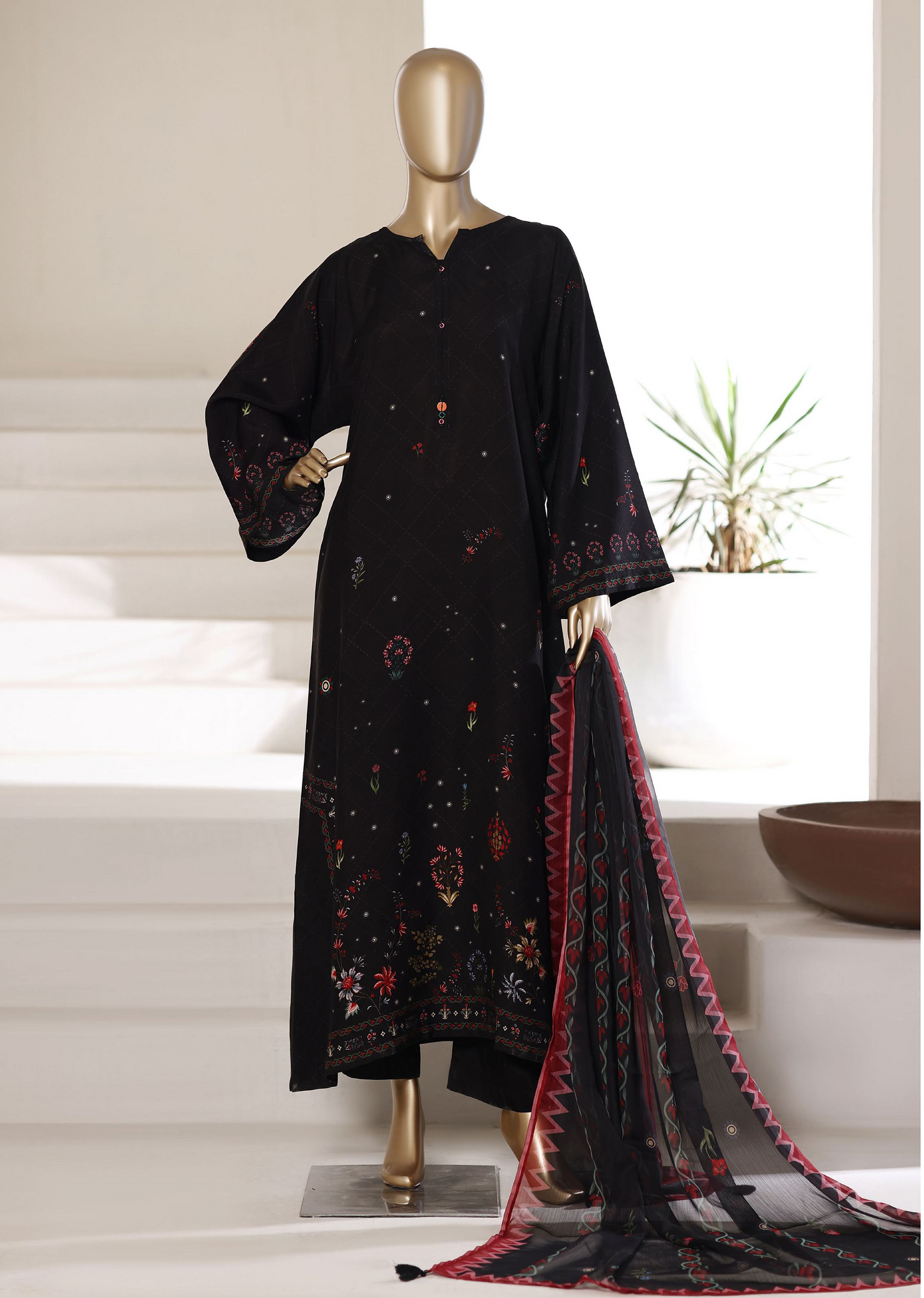 Embroidered Kaftan 3-Piece Suit - Sadabahar Coll'26