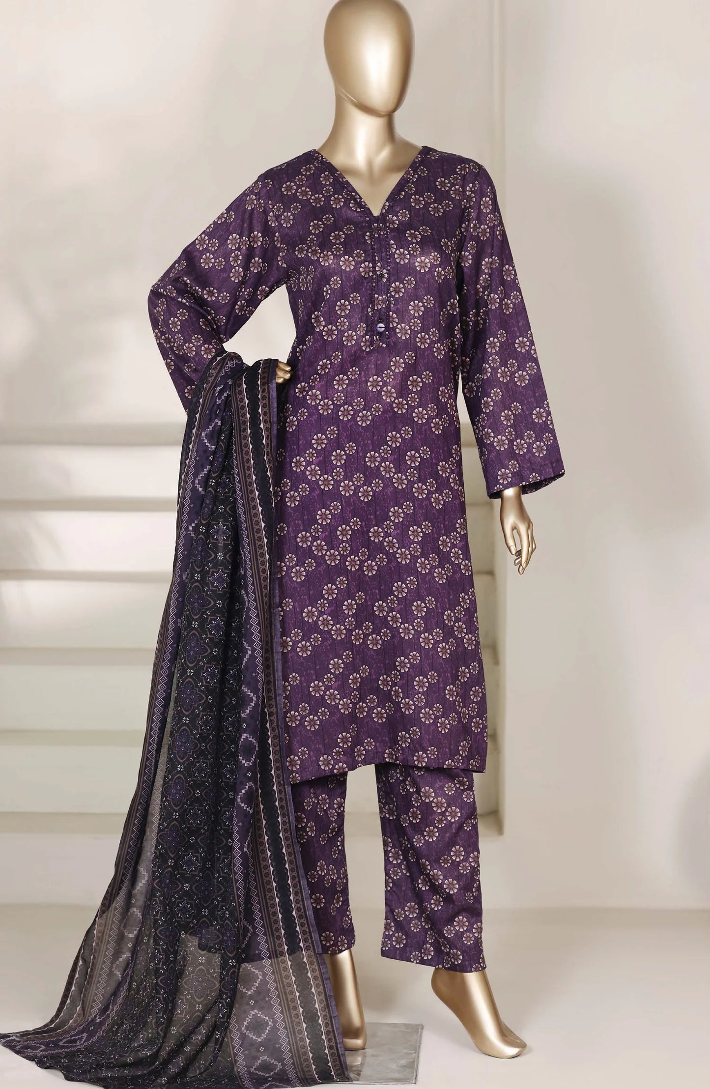 Sadabahar Printed Lawn Stitched 3 Piece Suit