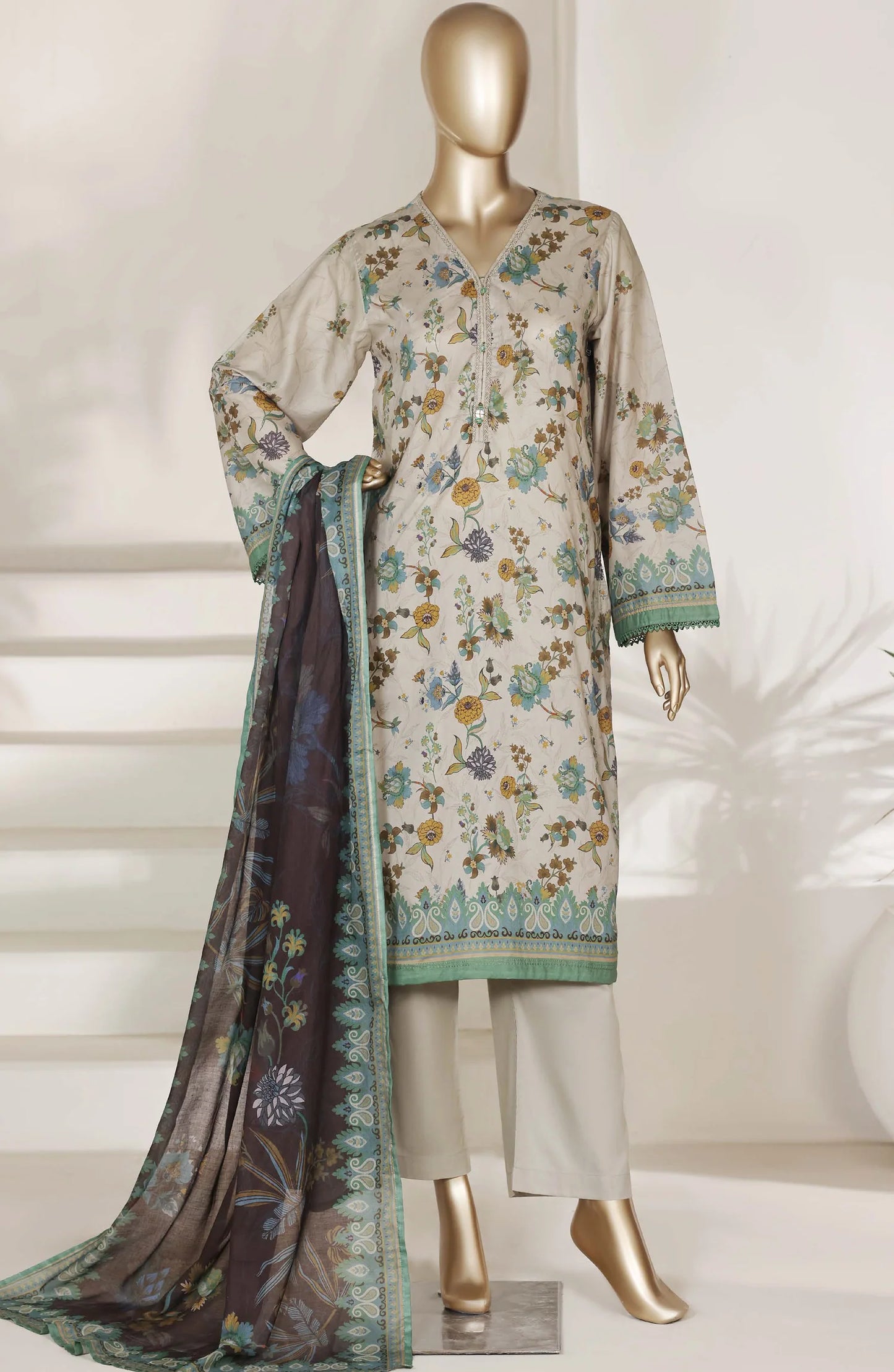 Sadabahar Printed Lawn Stitched 3 Piece Suit