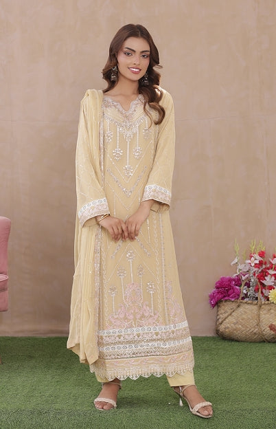 Sadabahar Luxury  3-Piece Festive Suit - Exclusive Embroidered Elegance