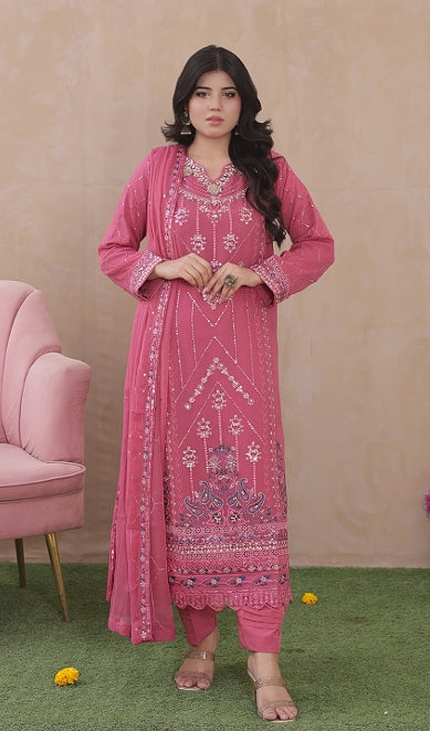 Sadabahar Exclusive 3-Piece Festive Suit - Luxury Embroidered Elegance
