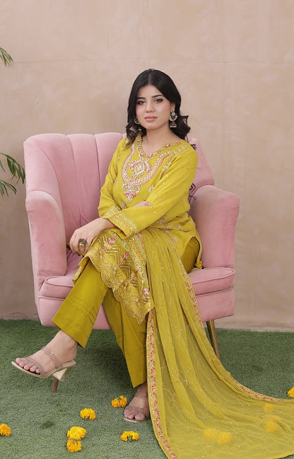Sadabahar Exclusive 3-Piece Festive Suit - Luxury Embroidered Radiance