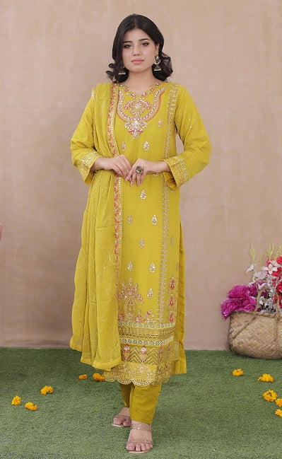 Sadabahar Exclusive 3-Piece Festive Suit - Luxury Embroidered Radiance