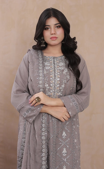 Sadabahar 3-Piece Festive Suit - Luxury Embroidered Sophistication