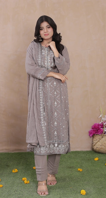 Sadabahar 3-Piece Festive Suit - Luxury Embroidered Sophistication