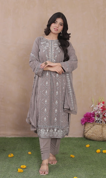 Sadabahar 3-Piece Festive Suit - Luxury Embroidered Sophistication