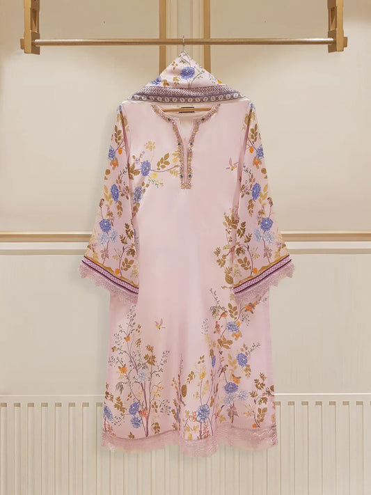 AGHA NOOR TWO PIECE PREMIUM DIGITAL PRINTED SILK NET SHIRT AND DUPATTA