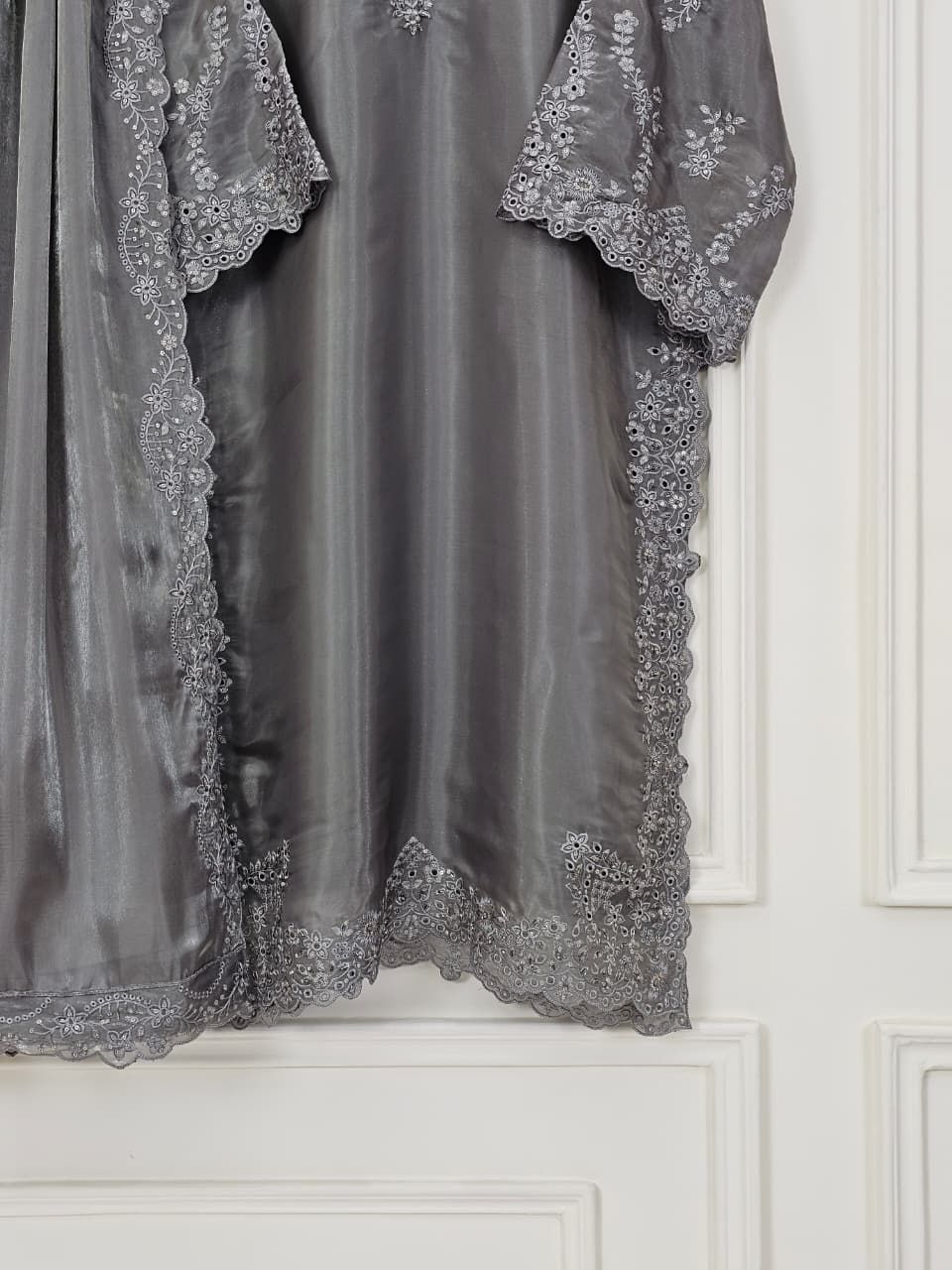 Slate Grey Sheesha Silk Grace - Luxury Pret Embroidered Suit