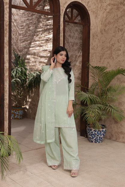 FATIMA NEHAL premium silk embroided 3 peice suit