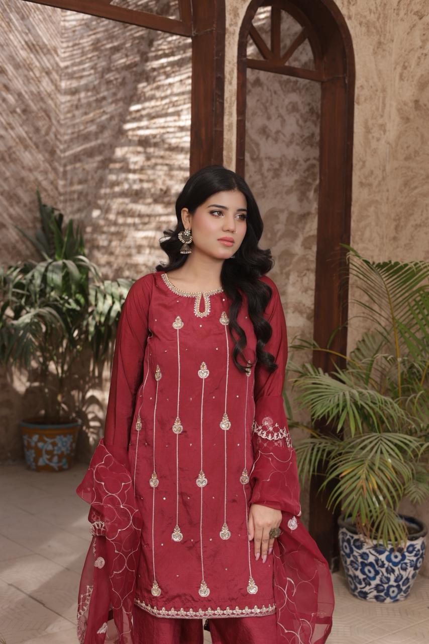 FATIMA NEHAL premium sheesha silk embroided 3 peice luxury elegance