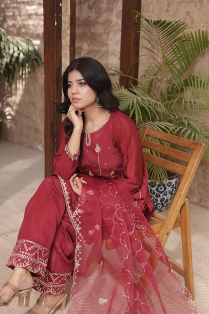 FATIMA NEHAL premium sheesha silk embroided 3 peice luxury elegance