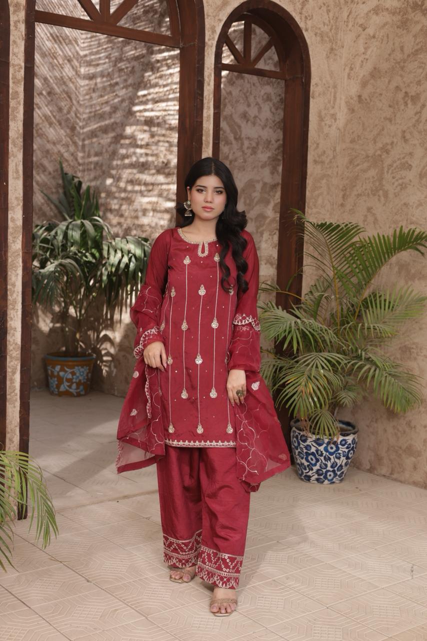 FATIMA NEHAL premium sheesha silk embroided 3 peice luxury elegance