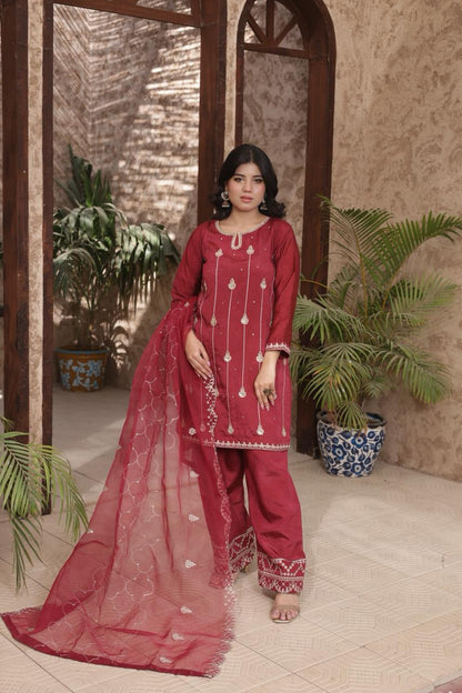 FATIMA NEHAL premium sheesha silk embroided 3 peice luxury elegance