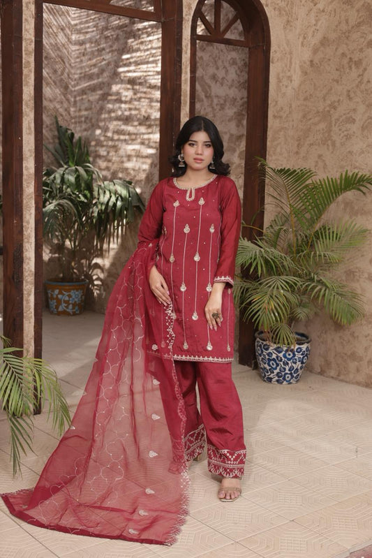 FATIMA NEHAL premium sheesha silk embroided 3 peice luxury elegance
