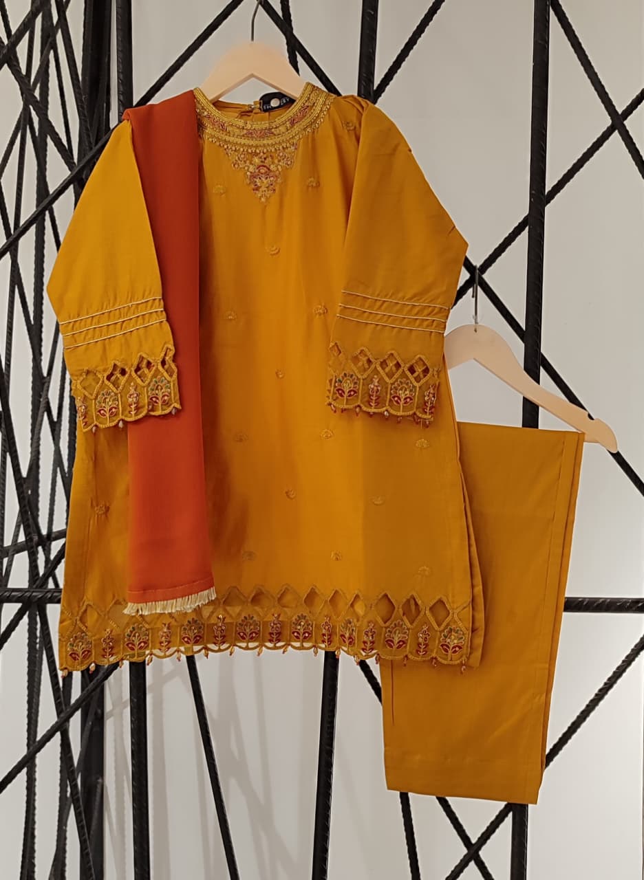 SHANZEY Nat Khat Guriya Embroidered 3piece Cotton suit