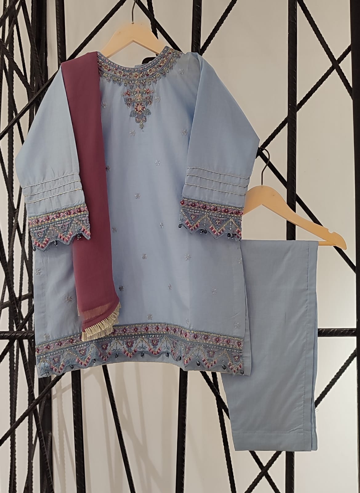 SHANZEY Nat Khat Guriya Embroidered 3piece Cotton suit