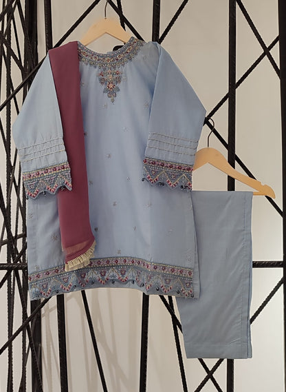 SHANZEY Nat Khat Guriya Embroidered 3piece Cotton suit