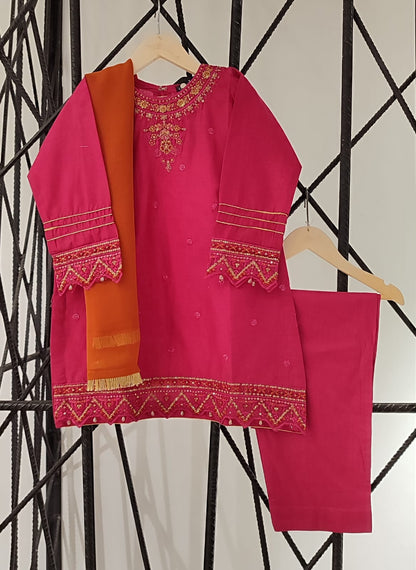 SHANZEY nat khat guriya Embroidered Embellished Cotton 3piece