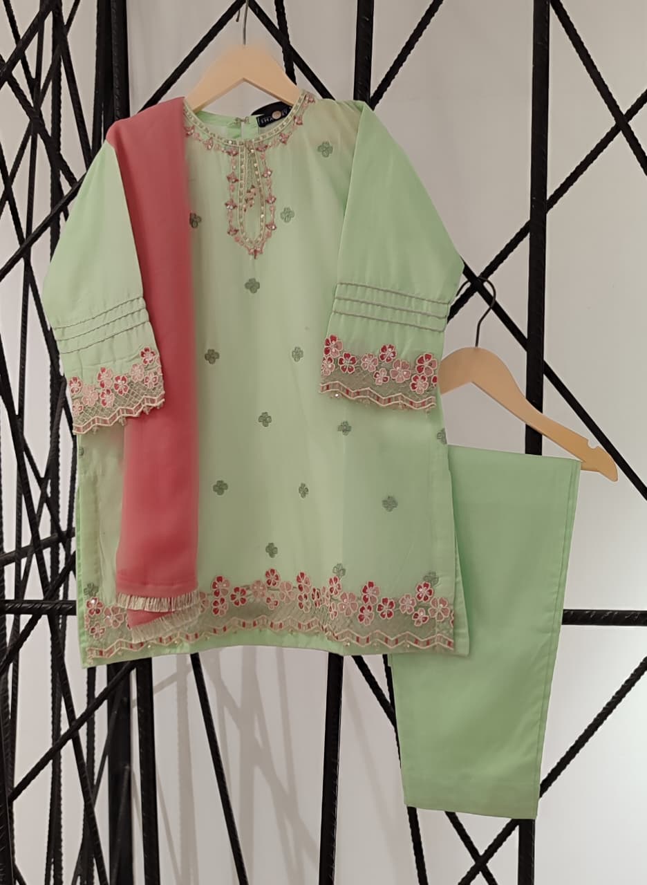 SHANZEY nat khat guriya Embroidered Embellished Cotton 3piece