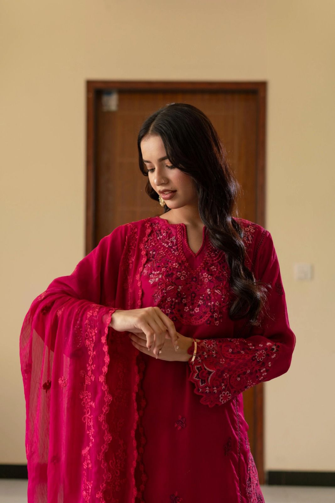 CHIFFON 3 PIECE COLLECTION ROWSILK PLAZO