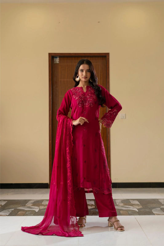 CHIFFON 3 PIECE COLLECTION ROWSILK PLAZO