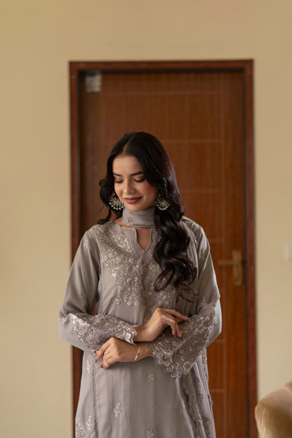 CHIFFON 3 PIECE COLLECTION ROWSILK PLAZO