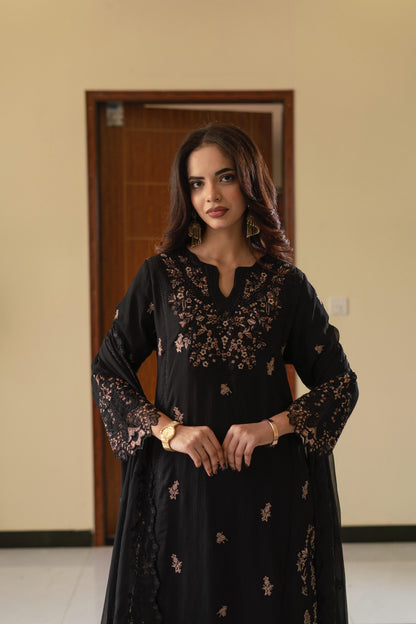 CHIFFON 3 PIECE COLLECTION ROWSILK PLAZO