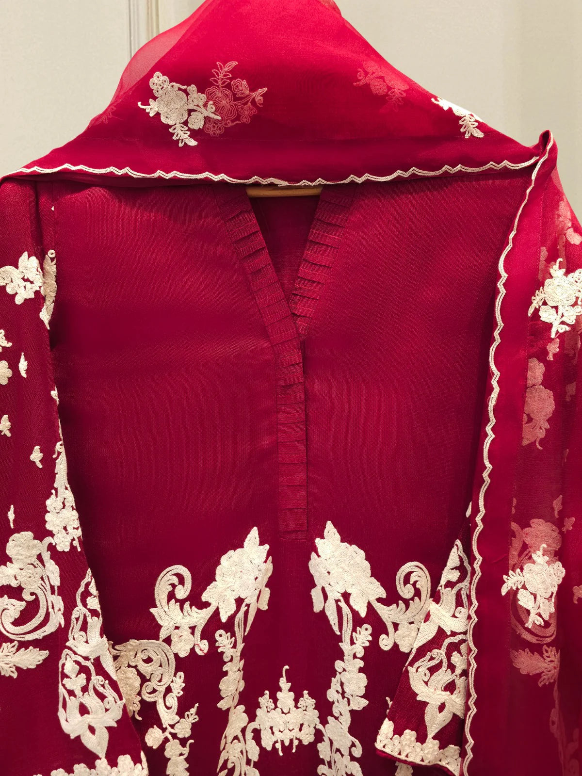 3 Piece - Pure Embroidered Cotton Net Suit S112818