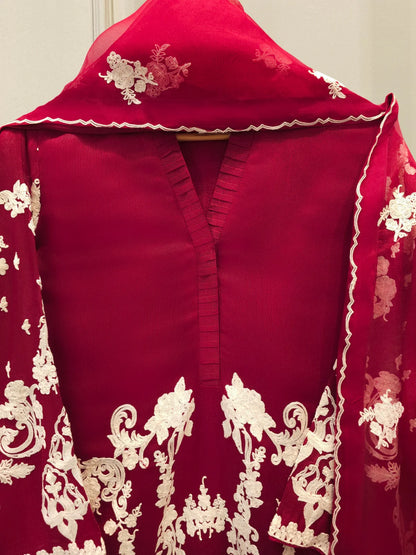 3 Piece - Pure Embroidered Cotton Net Suit S112818