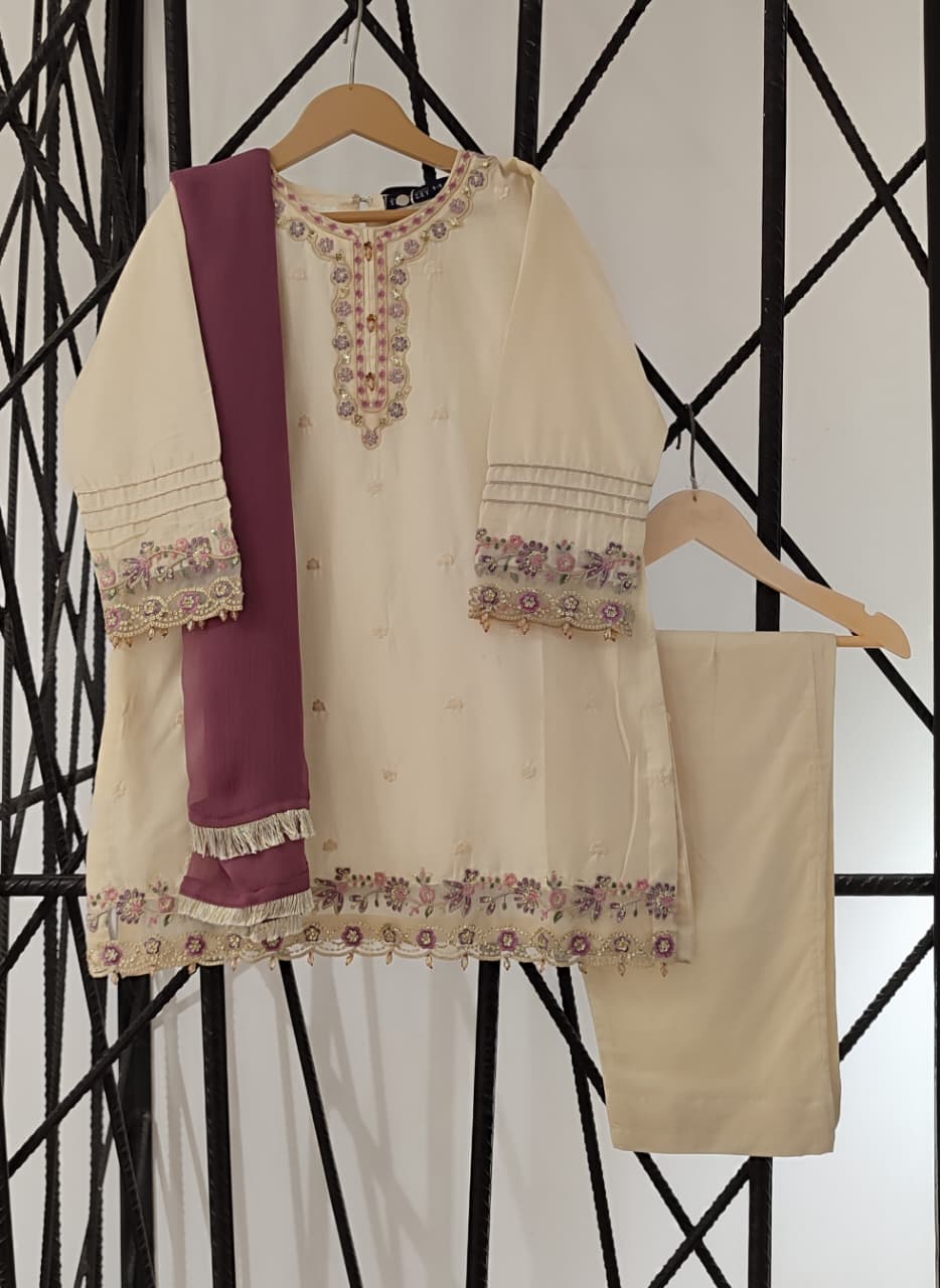 SHANZEY Nat Khat Guriya Embroidered 3piece Cotton suit