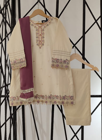SHANZEY Nat Khat Guriya Embroidered 3piece Cotton suit