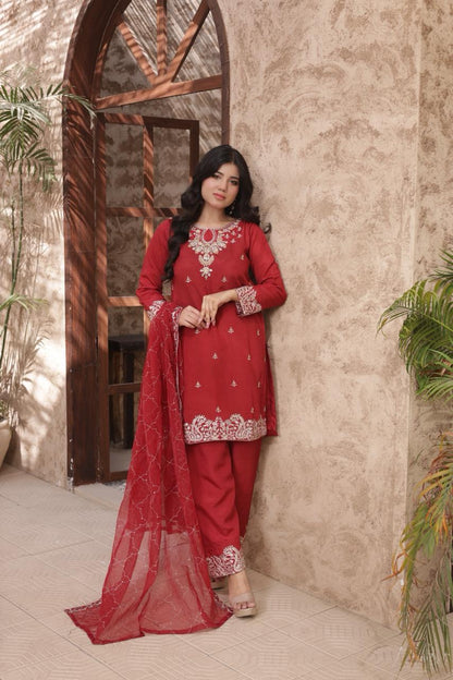 FATIMA NEHAL PREMIUM SHEESHA SILK EMBROIDERED 3 PEICE SUIT