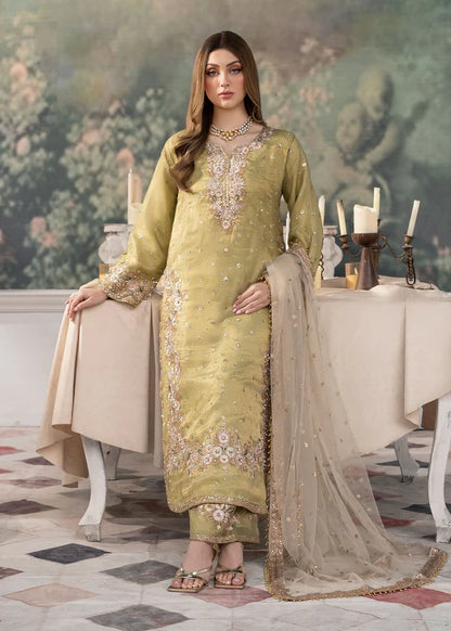 HASEENS SEVGI LUXURY EMBROIDED COTTON NET 3 PEICE SUIT