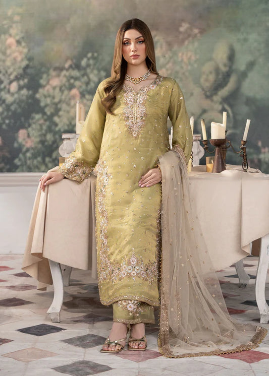 HASEENS SEVGI LUXURY EMBROIDED COTTON NET 3 PEICE SUIT