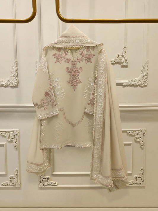 3 Piece - Pure Embroidered Cotton Net Suit S112963