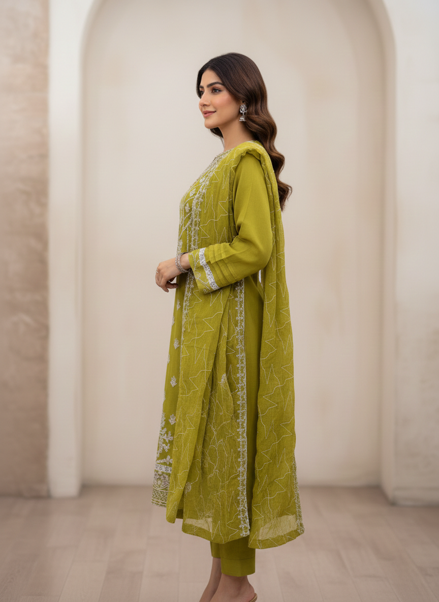 Embroidered Chiffon 2-Piece Suit
