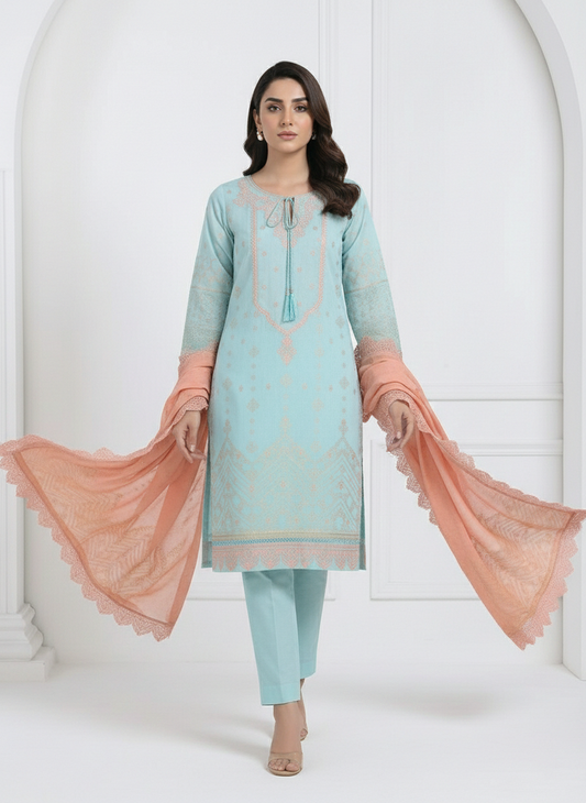 BIN SAEED Exclusive 3-Piece Festive Suit - Luxury Embroidered Elegance