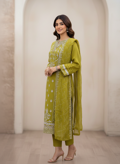 Embroidered Chiffon 2-Piece Suit