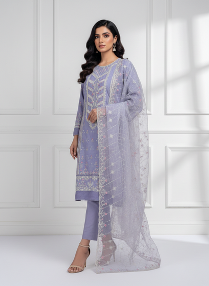 BIN SAEED Exclusive 3-Piece Suit - Luxury Embroidered Elegance