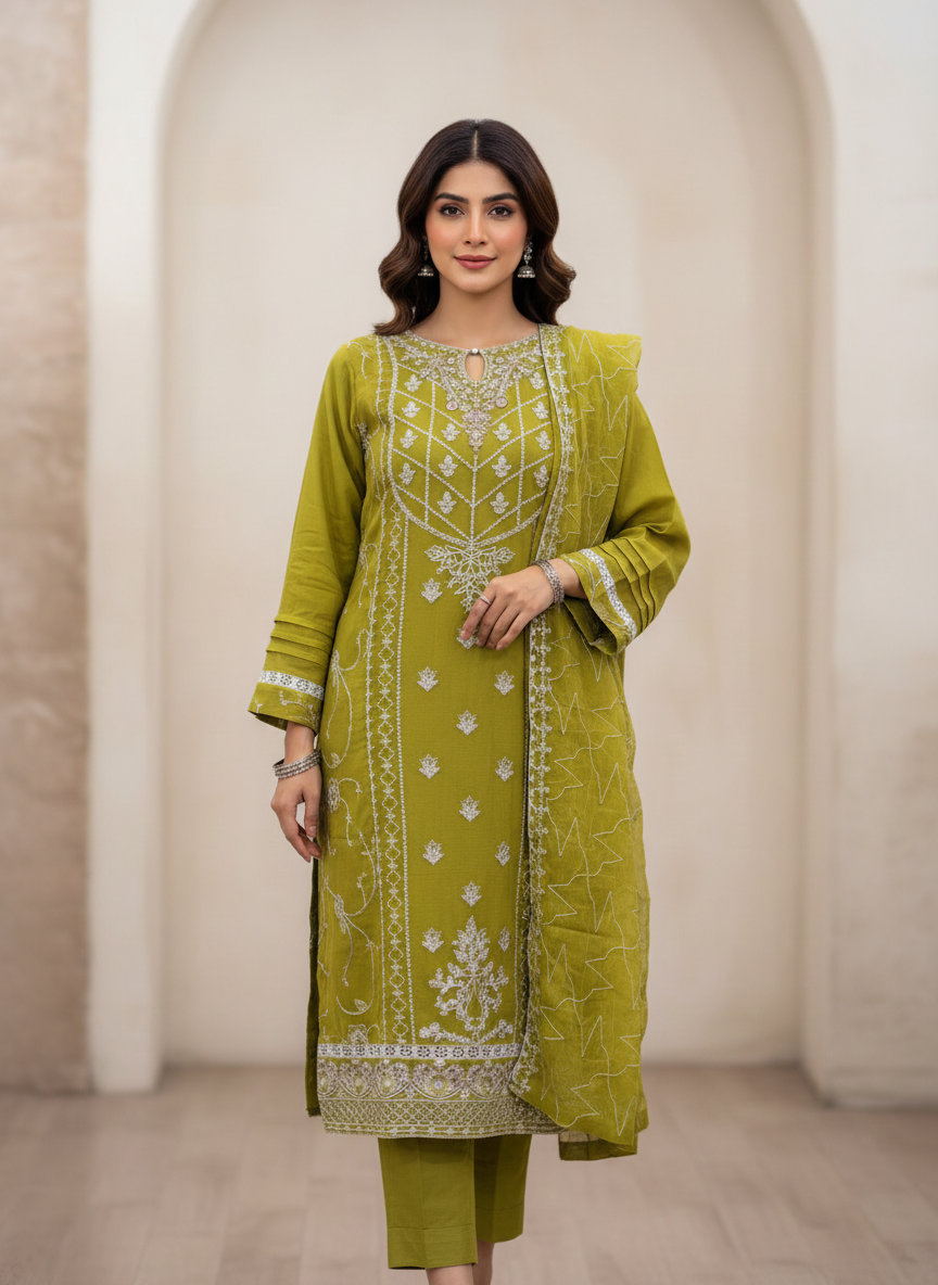Embroidered Chiffon 2-Piece Suit