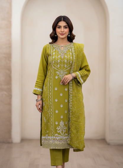 Embroidered Chiffon 2-Piece Suit