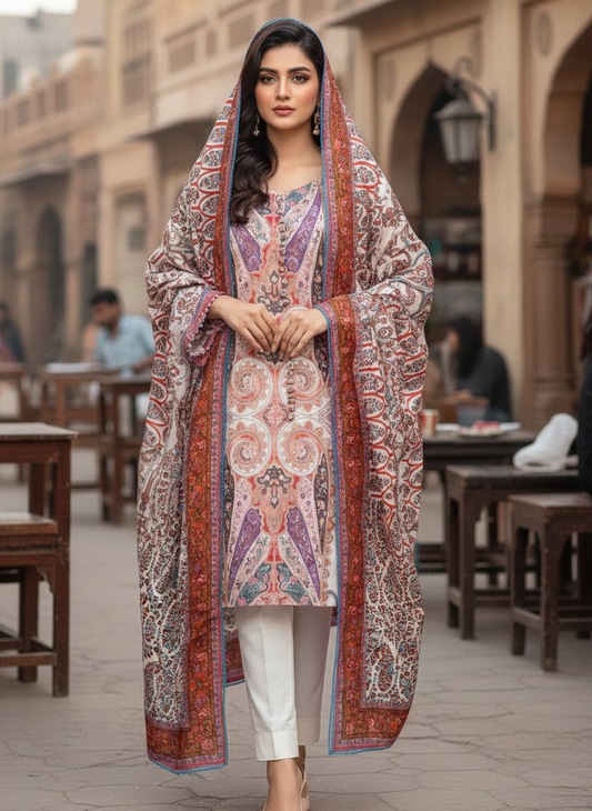 Agha Noor Pure Silk Printed 2-Piece Suit